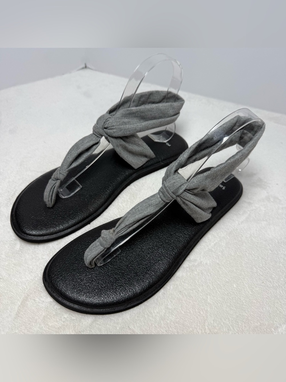 Sanuk Women's Gray Knotted Fabric Slingback Sandals